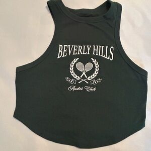 Wild Fable Cropped Beverly Hills Tank Top Green Tennis Country Club Preppy Med